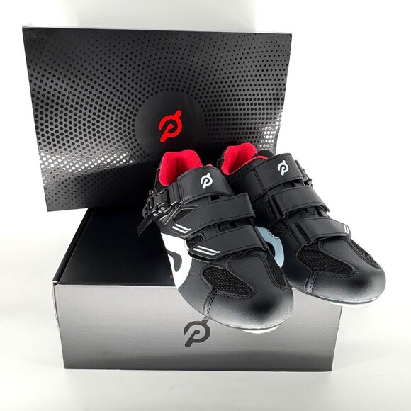 Peloton Cycling Shoes Size 42 Black & Red Spin Bike Footwear With Box NEW - Picture 1 of 8